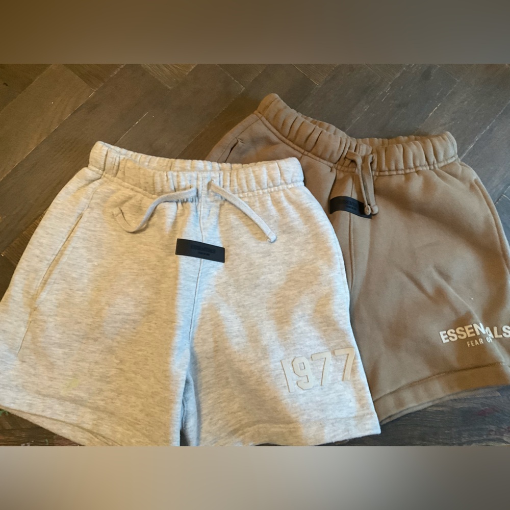 Essentials Gray and Brown Sweat Shorts Relaxed Fit